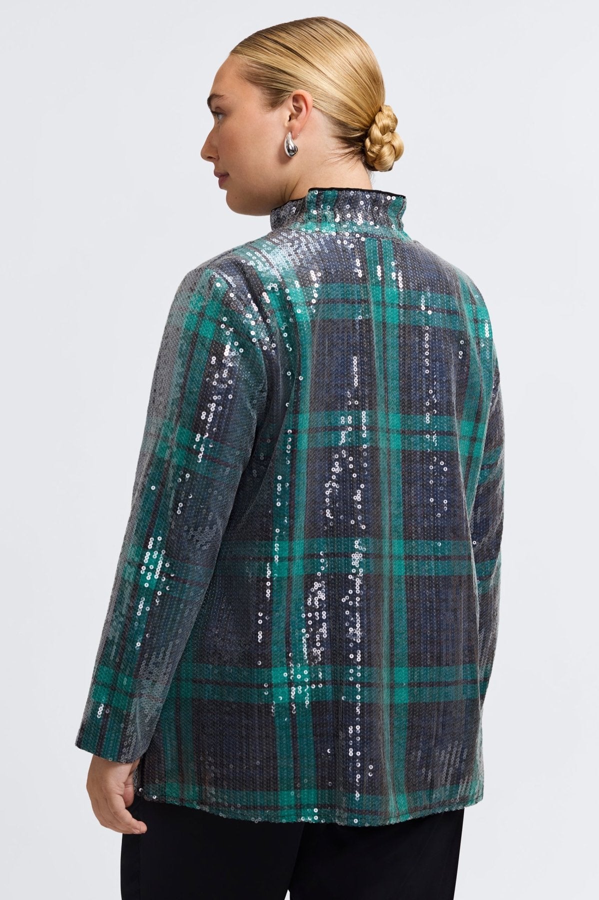 Carolina Plus Sequined Long Sleeve Shirt Jacket