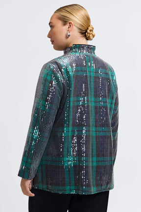 Carolina Plus Sequined Long Sleeve Shirt Jacket