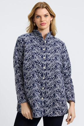 Carolina Plus Floral Allover Eyelet Long Sleeve Shirt Jacket