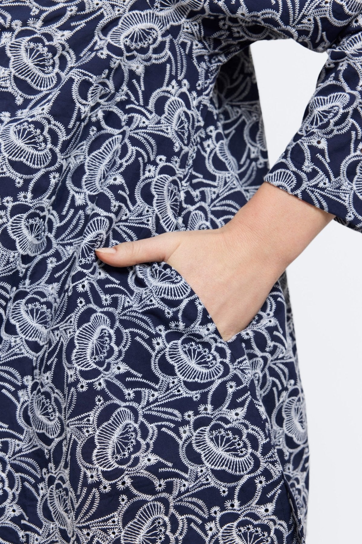 Carolina Plus Floral Allover Eyelet Long Sleeve Shirt Jacket