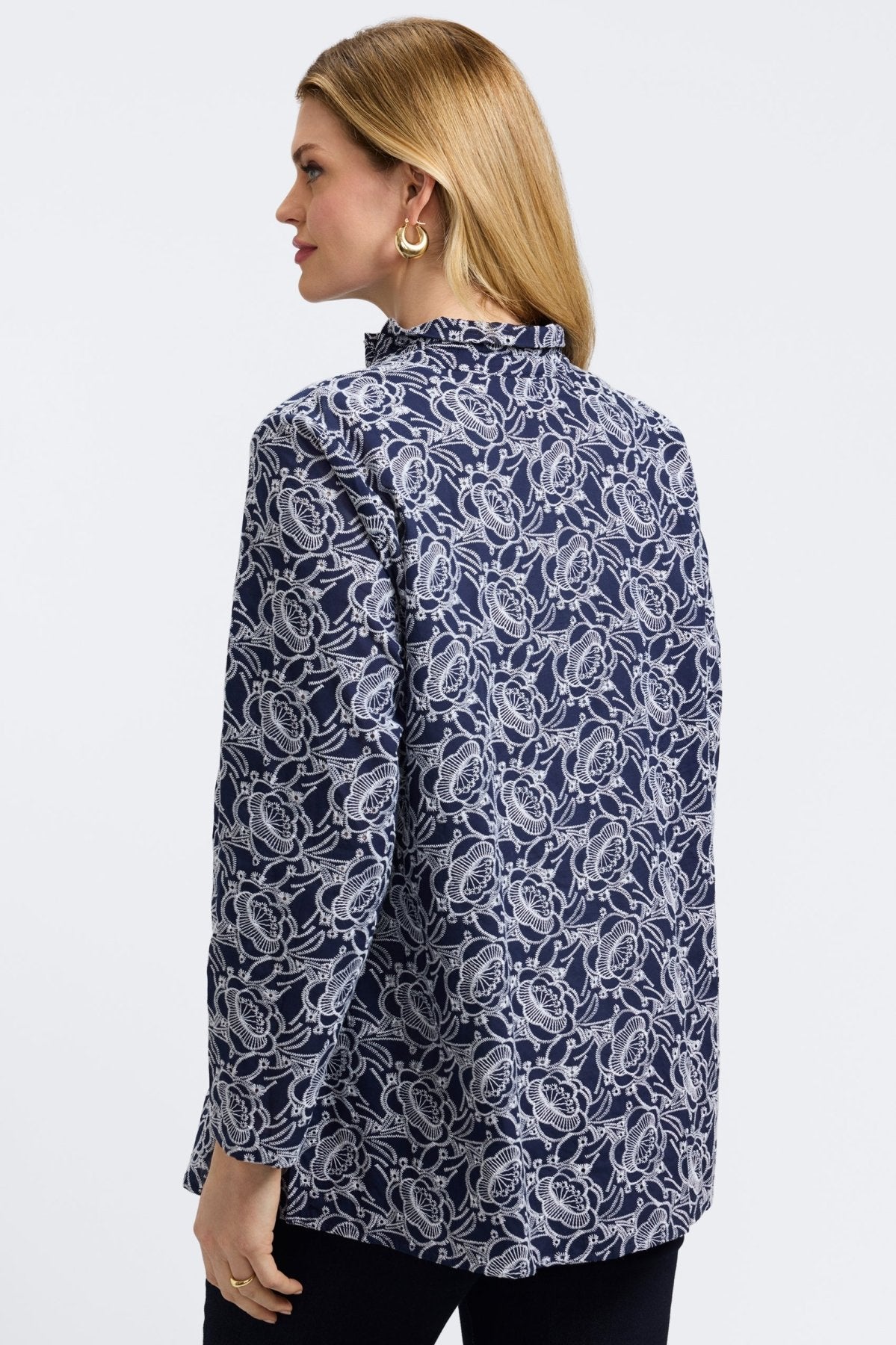 Carolina Plus Floral Allover Eyelet Long Sleeve Shirt Jacket
