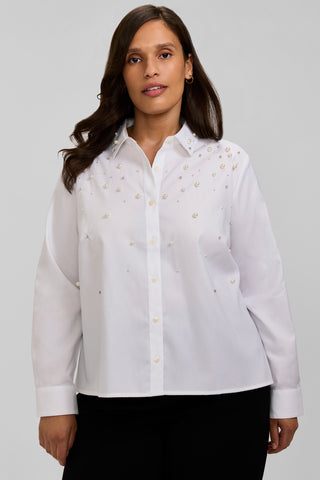 Jodie Plus Embellished Long Sleeve Short Shirt
