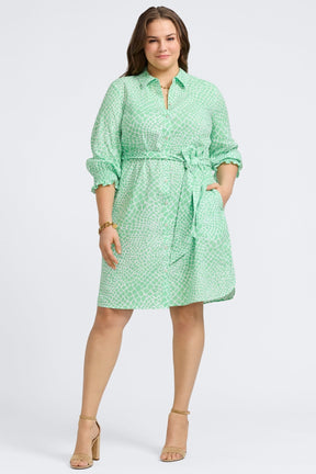 Abby Plus Linen Giraffe 3/4 Sleeve Dress