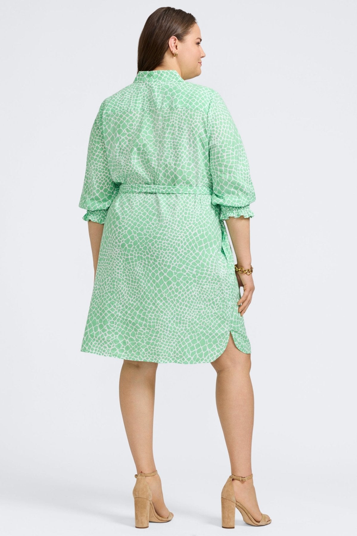 Abby Plus Linen Giraffe 3/4 Sleeve Dress