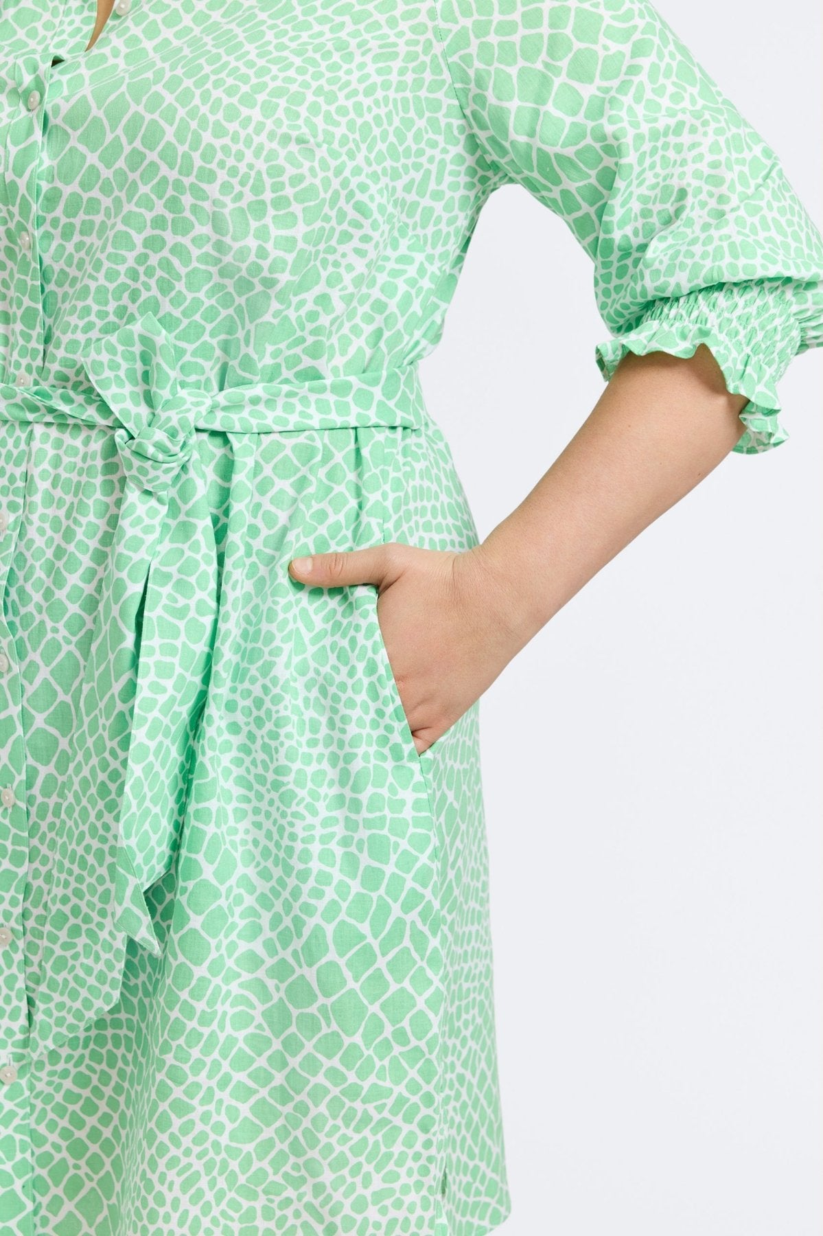 Abby Plus Linen Giraffe 3/4 Sleeve Dress