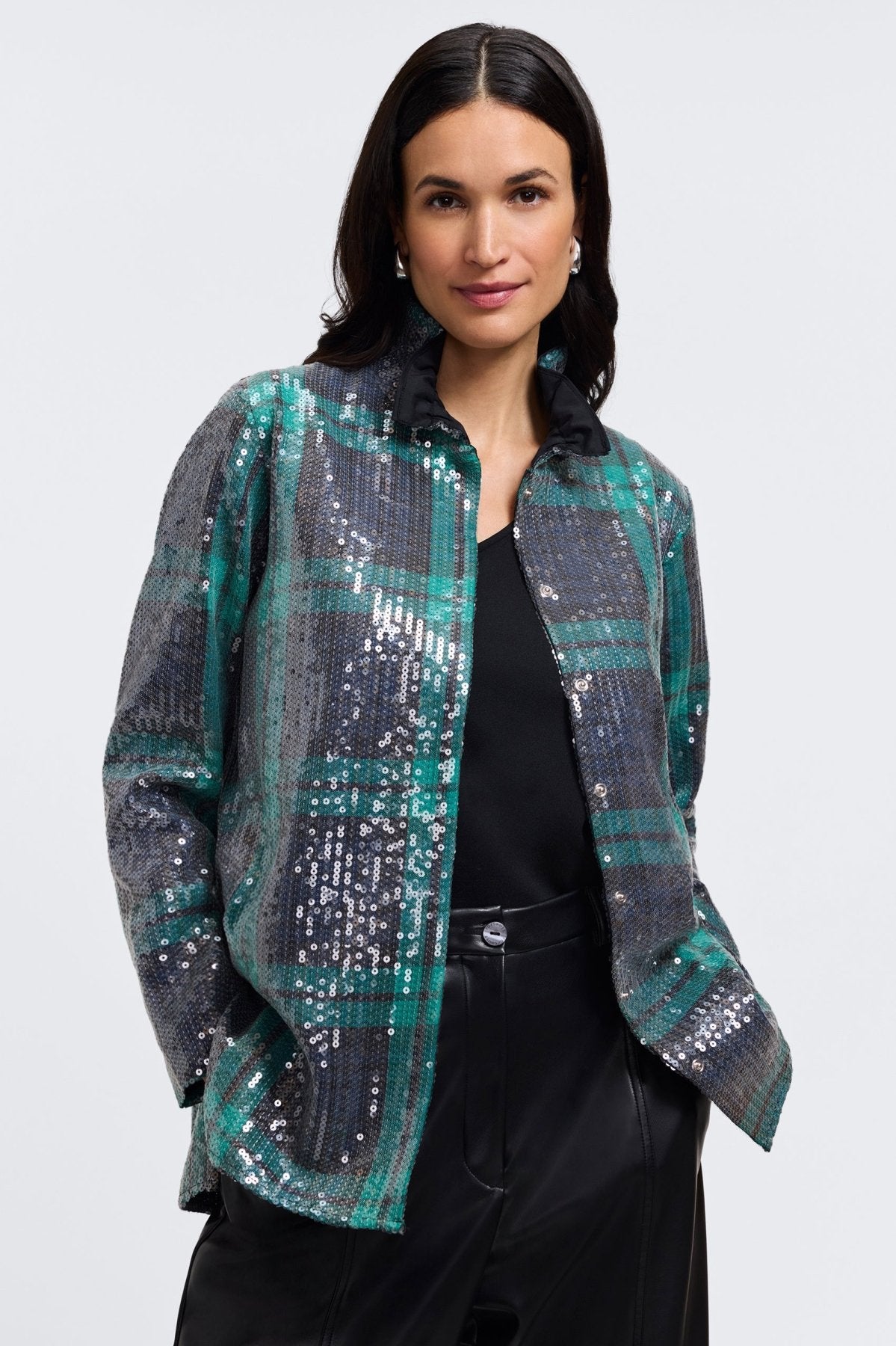 #color_sequined green plaid