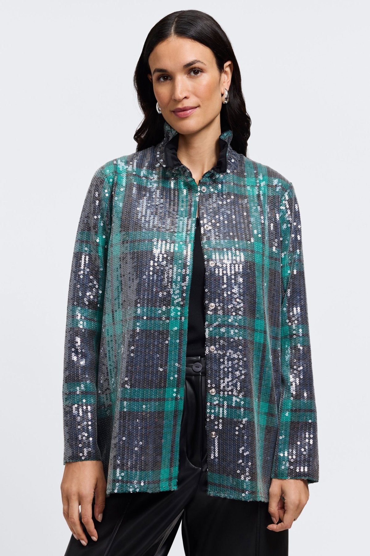 #color_sequined green plaid