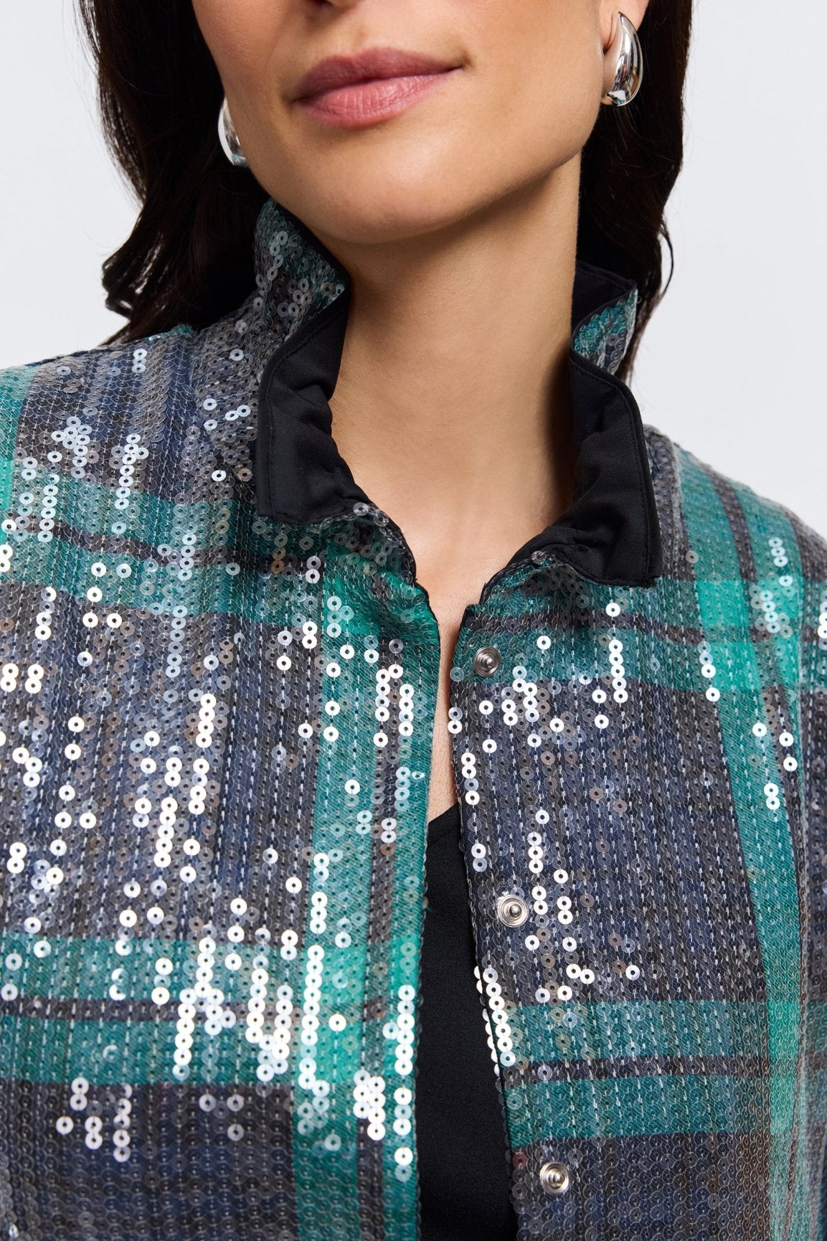 Carolina Sequined Long Sleeve Shirt Jacket
