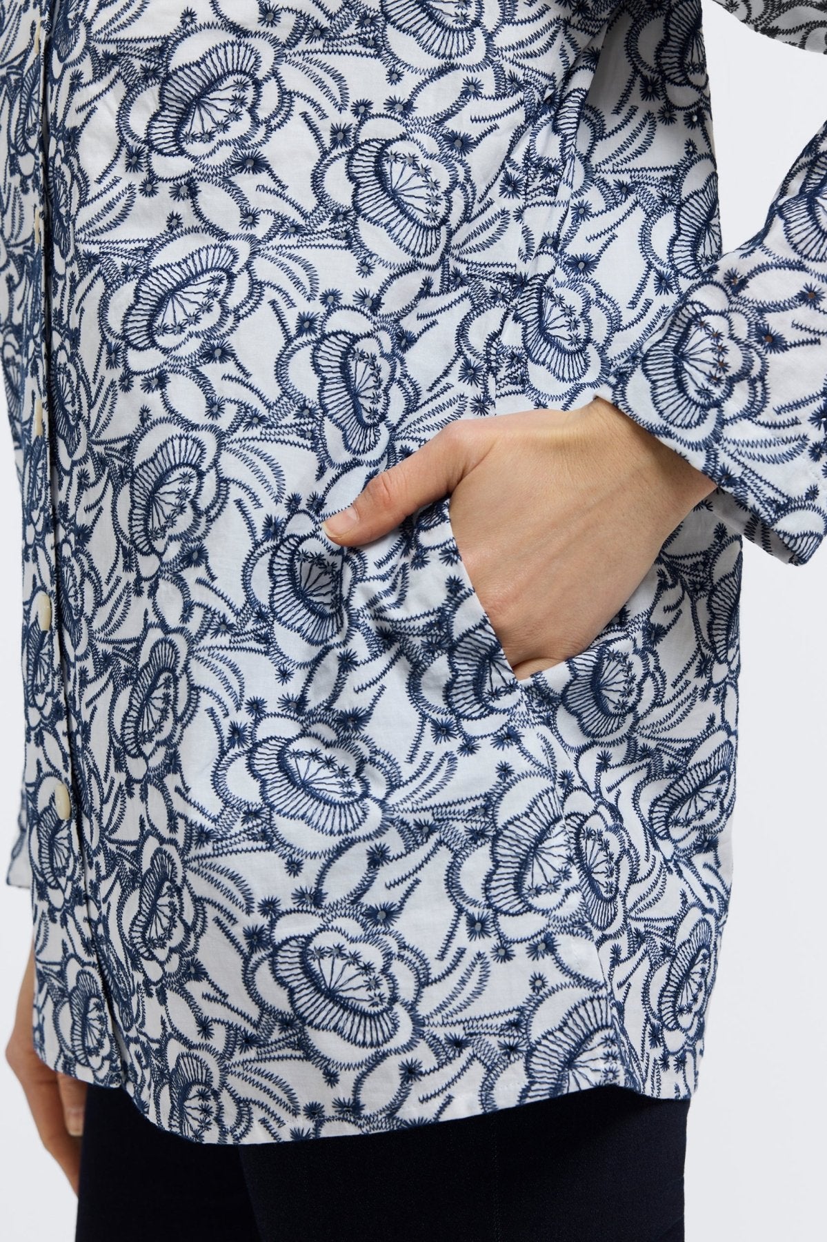 Carolina Plus Floral Allover Eyelet Long Sleeve Shirt Jacket