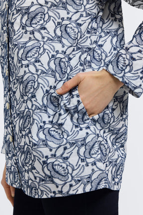 Carolina Plus Floral Allover Eyelet Long Sleeve Shirt Jacket