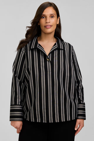 Catalina Plus Shimmer Stripe Long Sleeve Popover Shirt