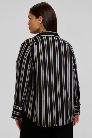 Catalina Plus Shimmer Stripe Long Sleeve Popover Shirt