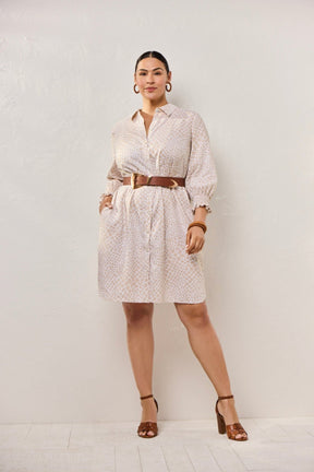 Abby Plus Linen Giraffe 3/4 Sleeve Dress