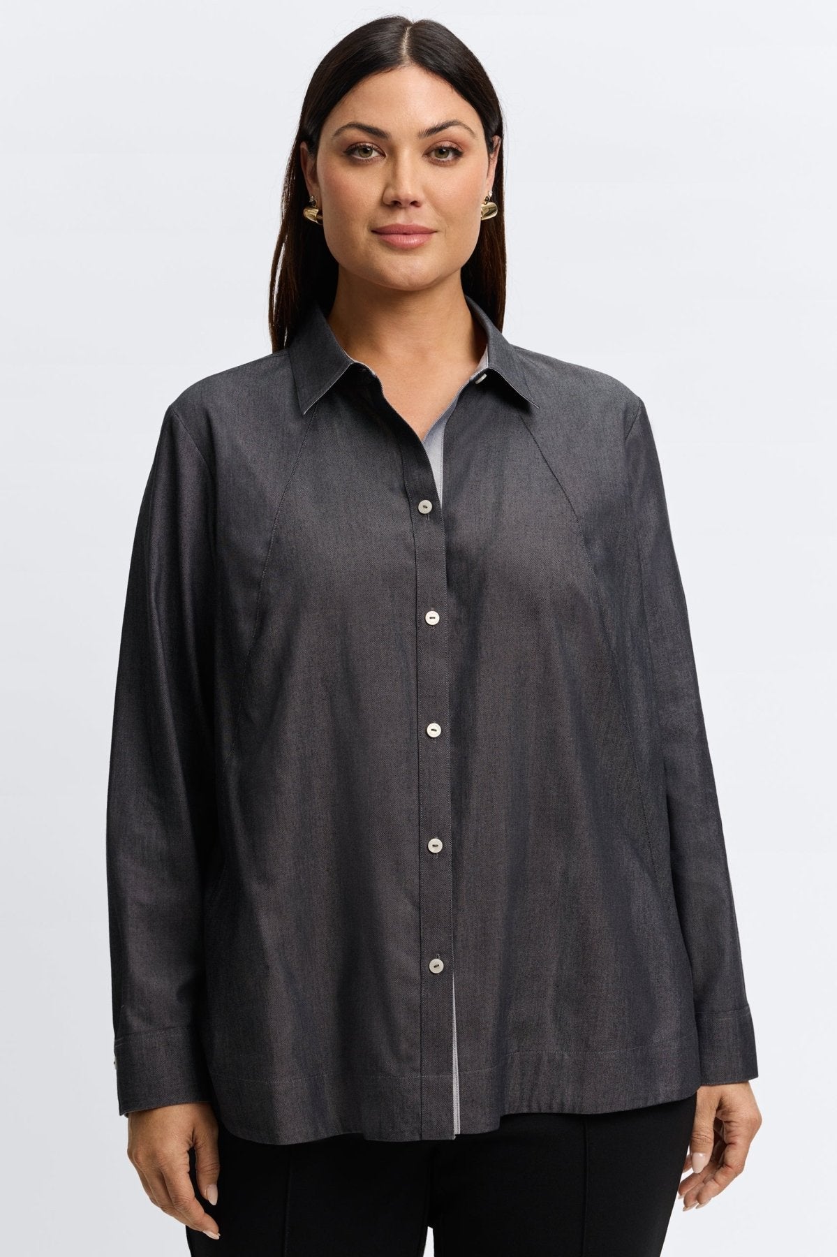 Veronica Plus Cotton Twill Long Sleeve Shirt