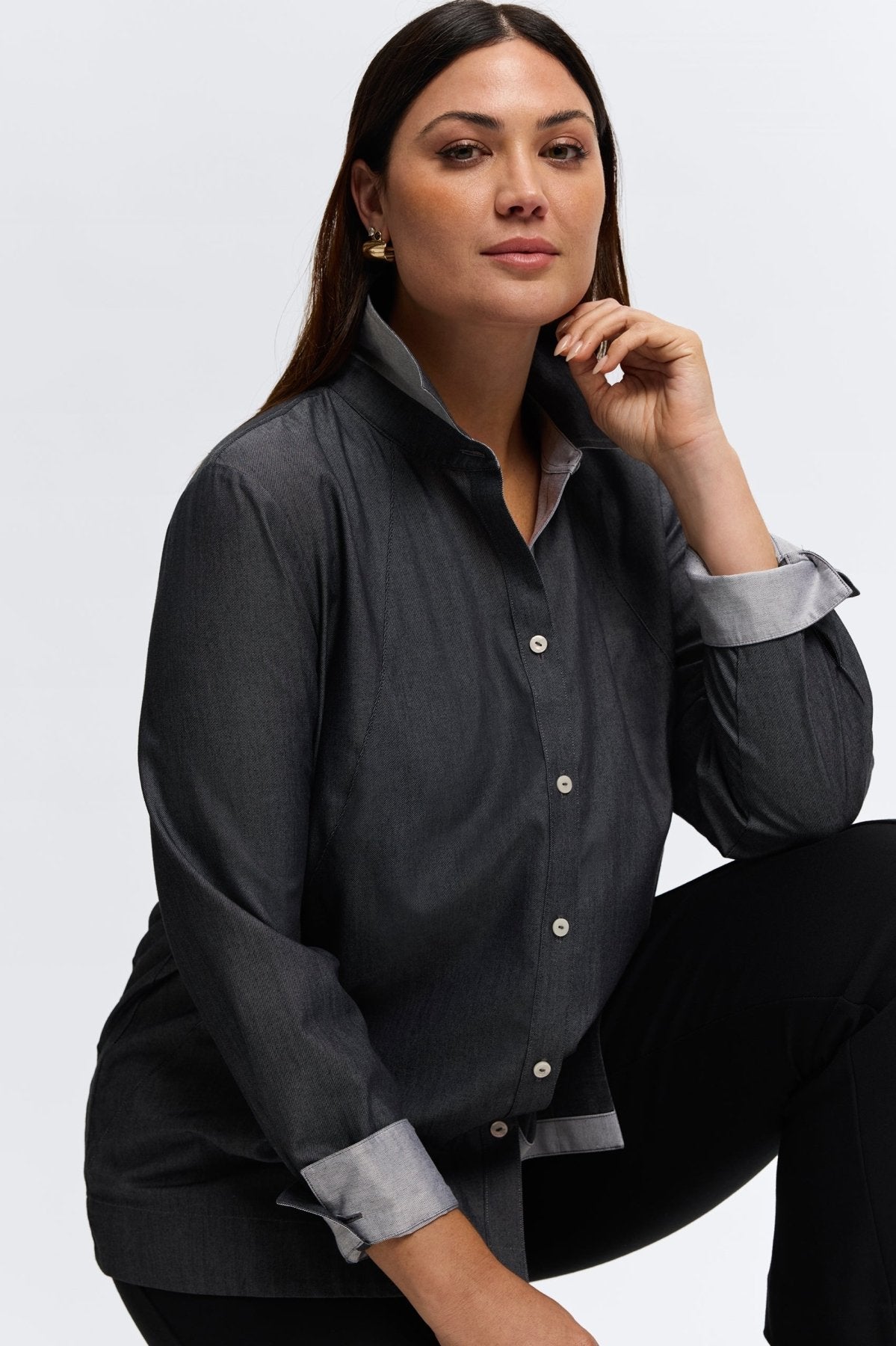 Veronica Plus Cotton Twill Long Sleeve Shirt