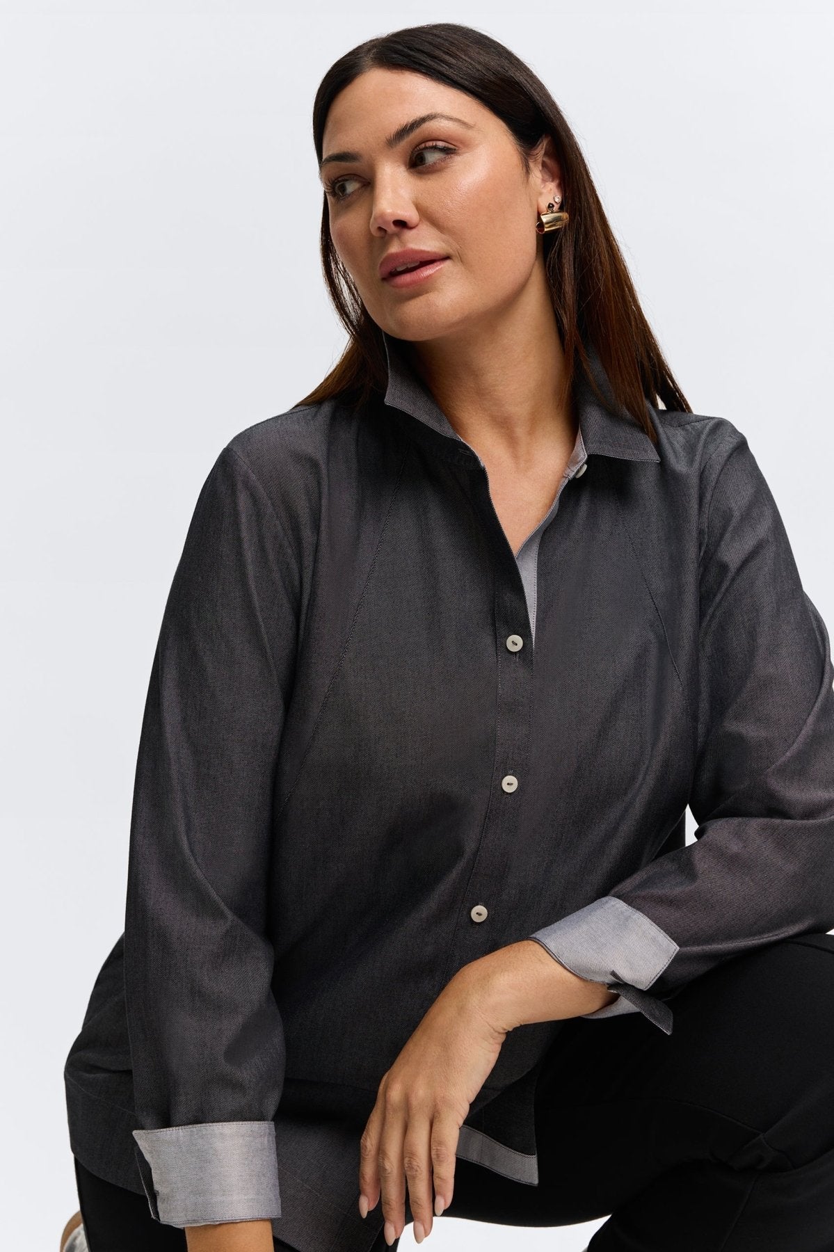 Veronica Plus Cotton Twill Long Sleeve Shirt
