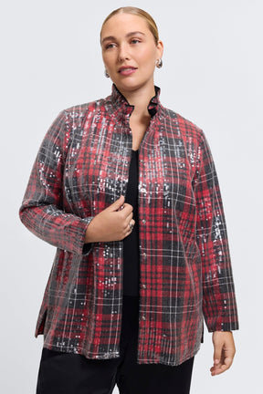Carolina Plus Sequined Long Sleeve Shirt Jacket