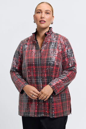 Carolina Plus Sequined Long Sleeve Shirt Jacket