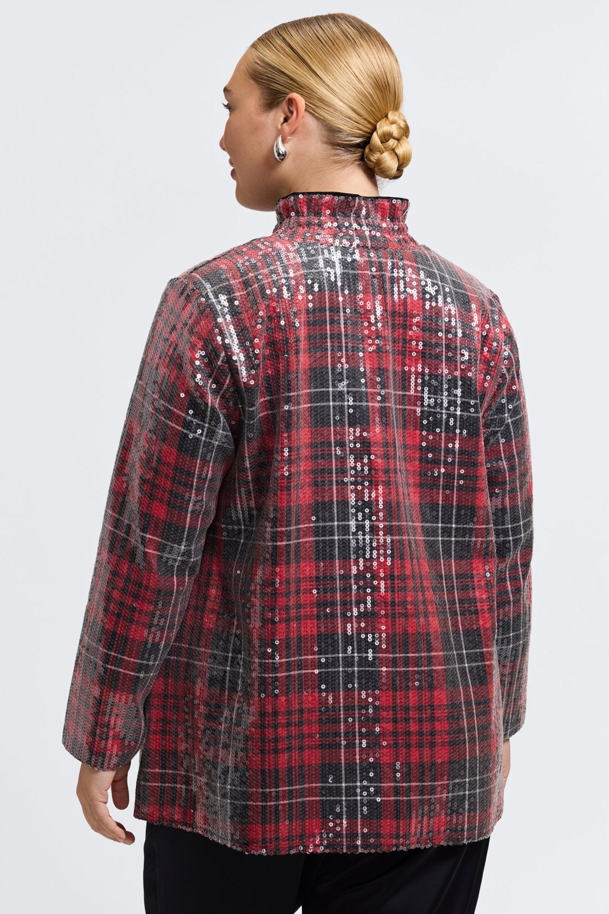 Carolina Plus Sequined Long Sleeve Shirt Jacket