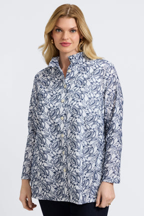 Carolina Plus Floral Allover Eyelet Long Sleeve Shirt Jacket