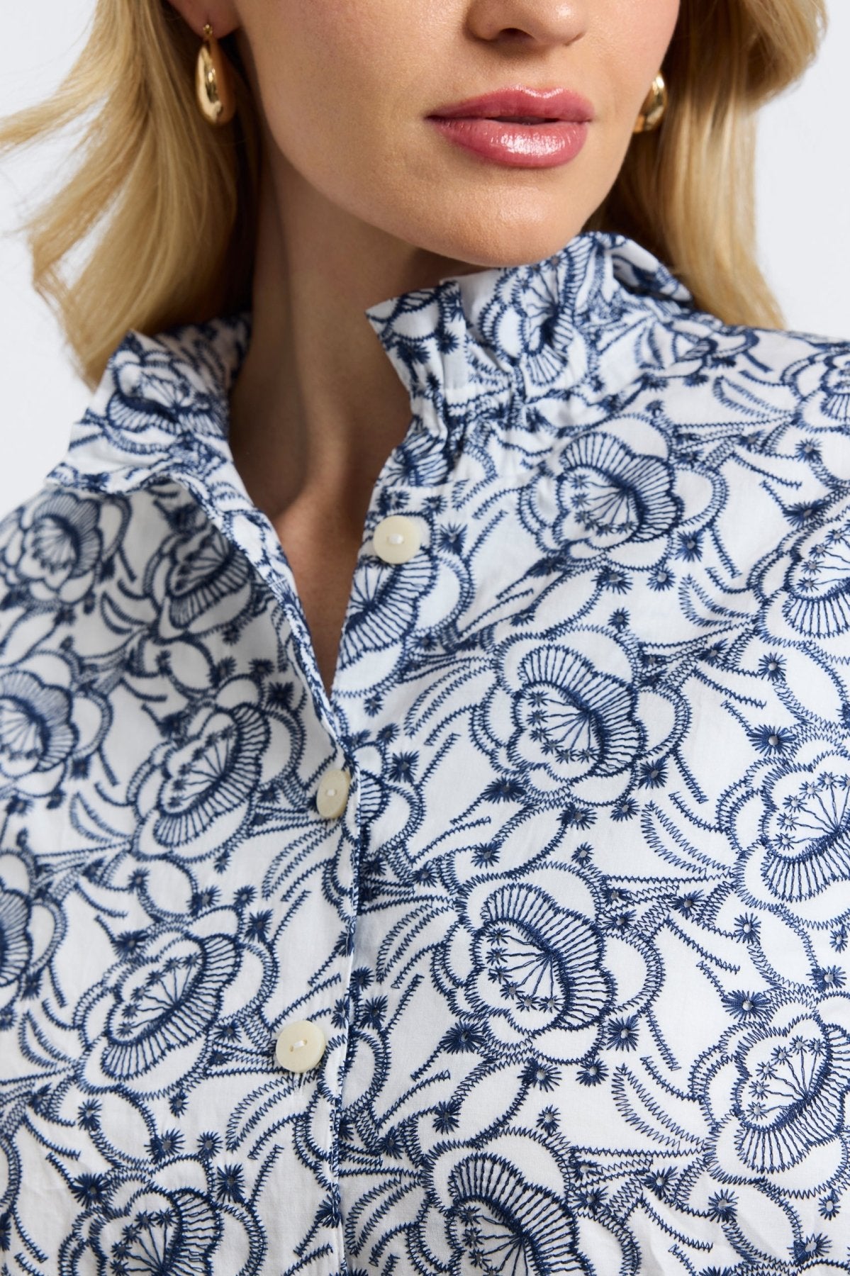 Carolina Plus Floral Allover Eyelet Long Sleeve Shirt Jacket