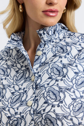 Carolina Plus Floral Allover Eyelet Long Sleeve Shirt Jacket