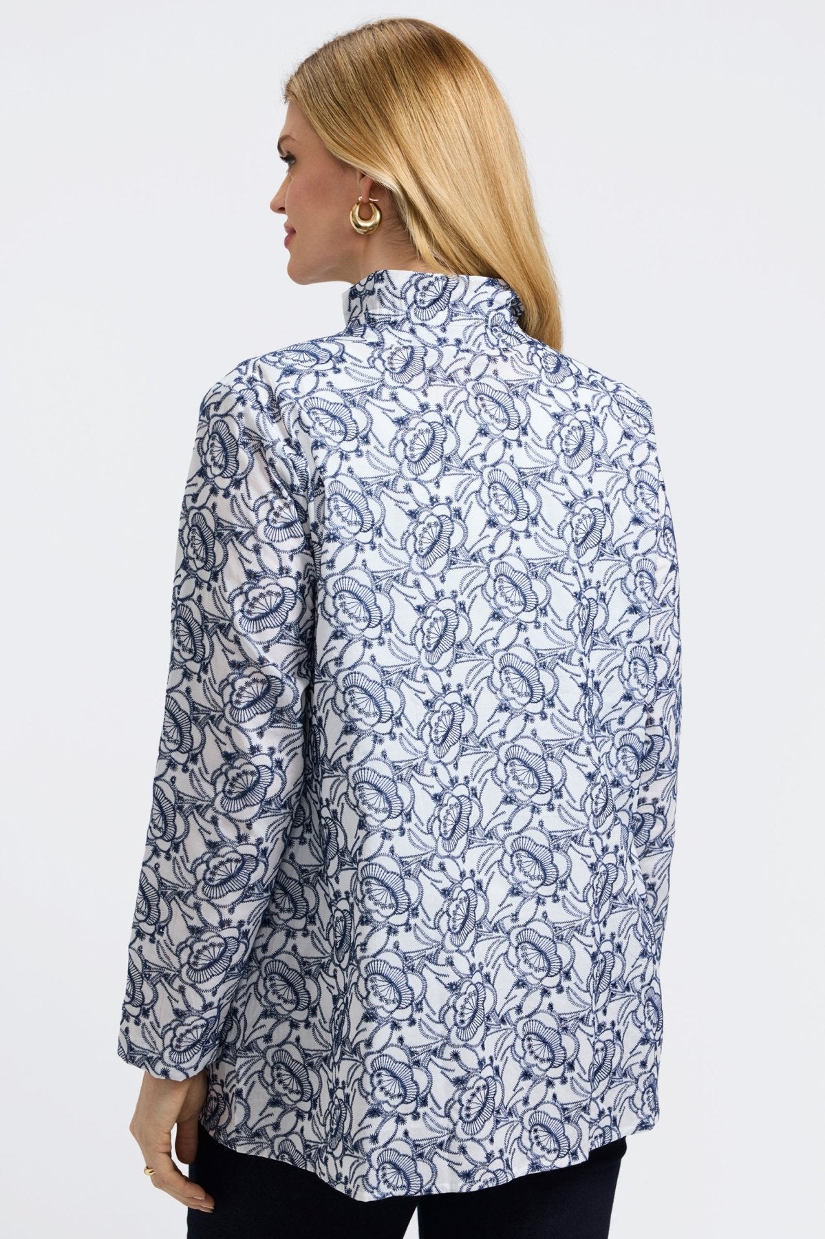Carolina Plus Floral Allover Eyelet Long Sleeve Shirt Jacket