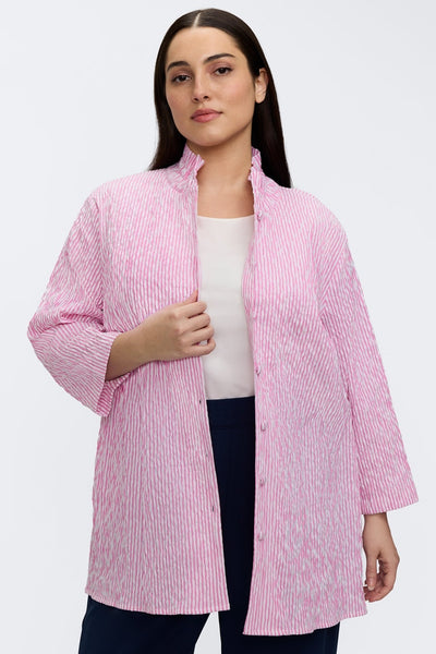Carolina Plus Crinkle Jacquard 3/4 Sleeve Shirt Jacket – Foxcroft