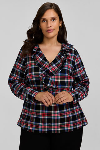 Sandy Plus Holiday Plaid Long Sleeve Popover Shirt