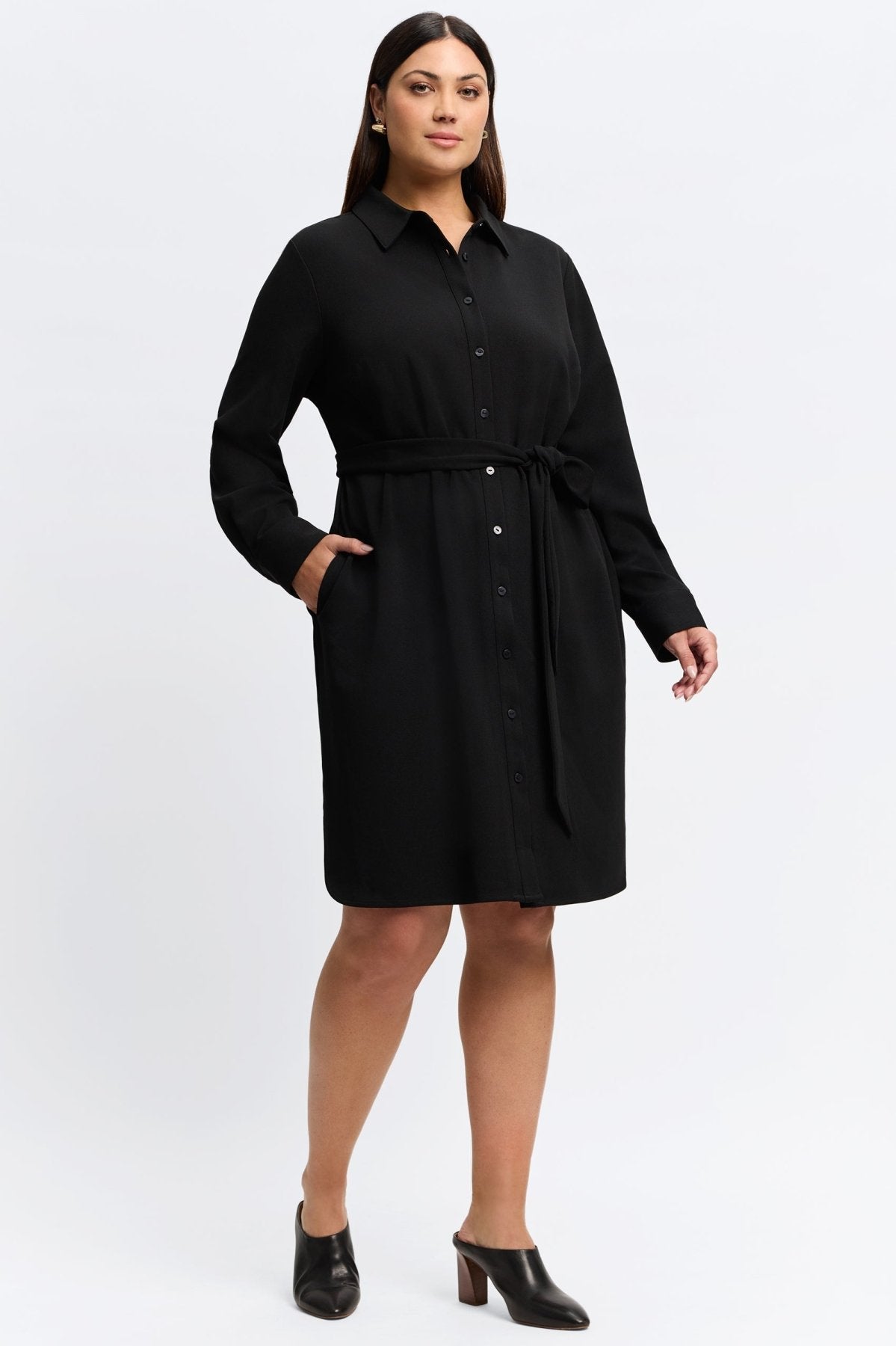 Rocca Plus Knit Crepe Long Sleeve Dress