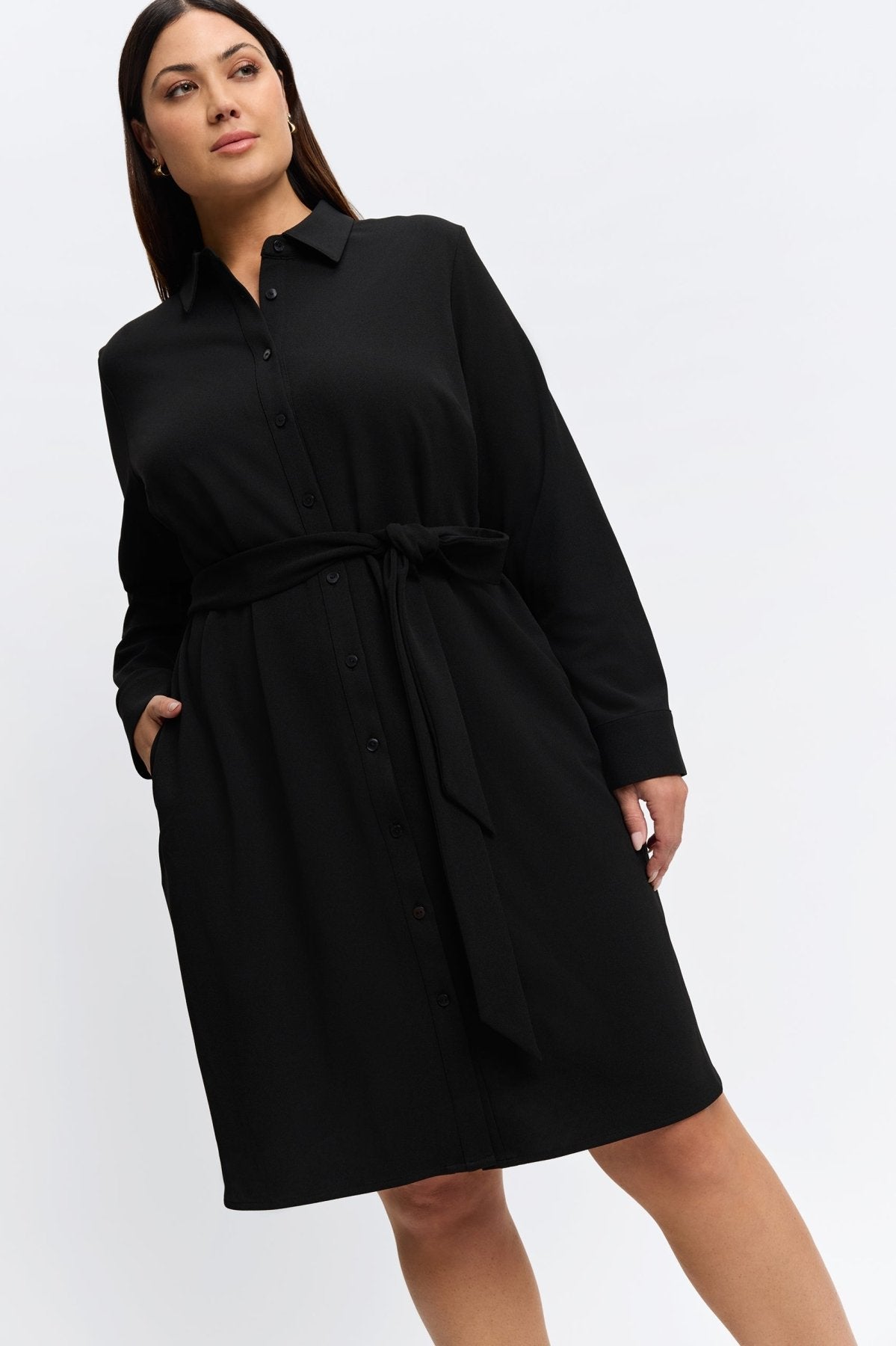 Rocca Plus Knit Crepe Long Sleeve Dress