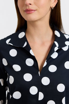Agnes Polka Dot 3/4 Sleeve Popover Shirt