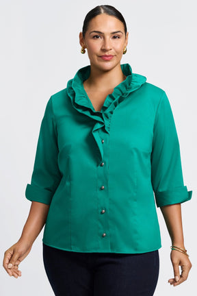 Edith Plus Stretch Matte Sateen 3/4 Sleeve Shirt Jacket
