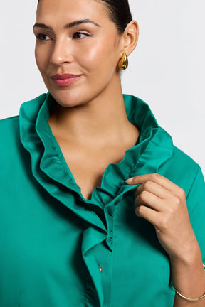 Edith Plus Stretch Matte Sateen 3/4 Sleeve Shirt Jacket