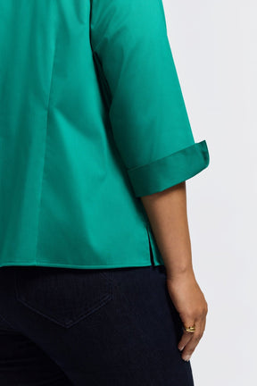 Edith Plus Stretch Matte Sateen 3/4 Sleeve Shirt Jacket