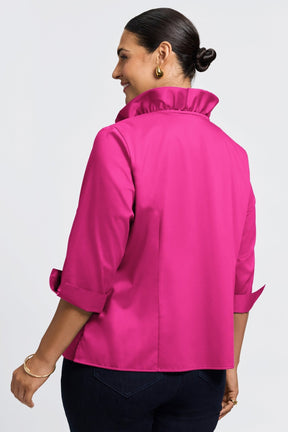 Edith Plus Stretch Matte Sateen 3/4 Sleeve Shirt Jacket