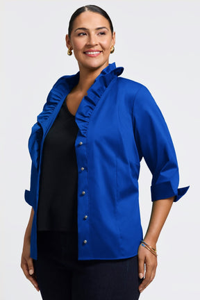 Edith Plus Stretch Matte Sateen 3/4 Sleeve Shirt Jacket
