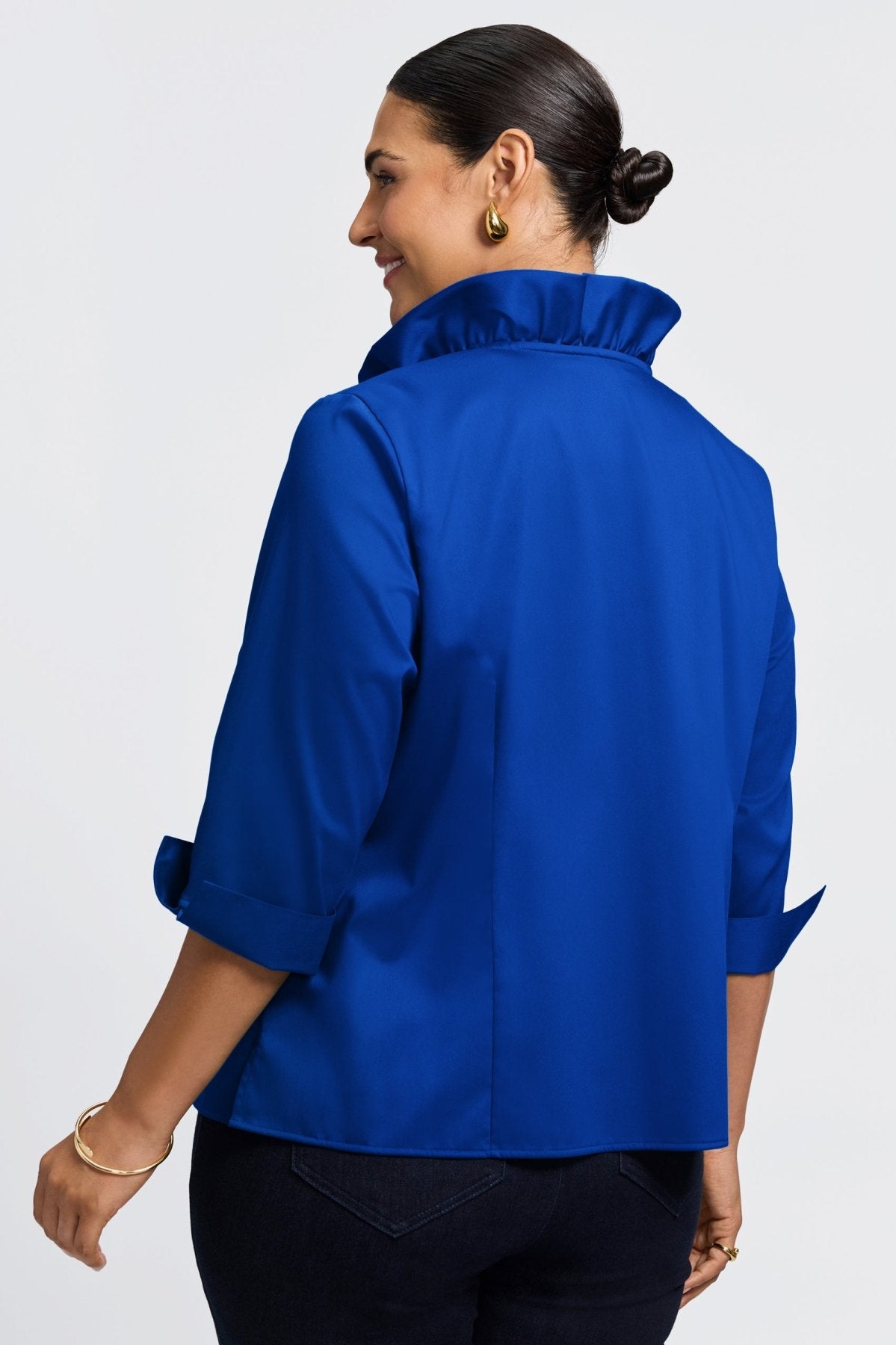 Edith Plus Stretch Matte Sateen 3/4 Sleeve Shirt Jacket