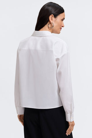 Marina Pearl & Rhinestone Appliqué Long Sleeve Short Shirt