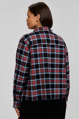 Jodie Plus Holiday Plaid Long Sleeve Short Shirt