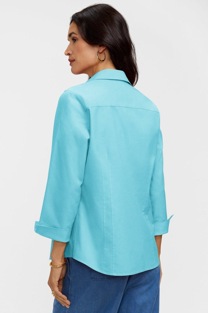Taylor Petite No Iron Pinpoint 3/4 Sleeve Shirt