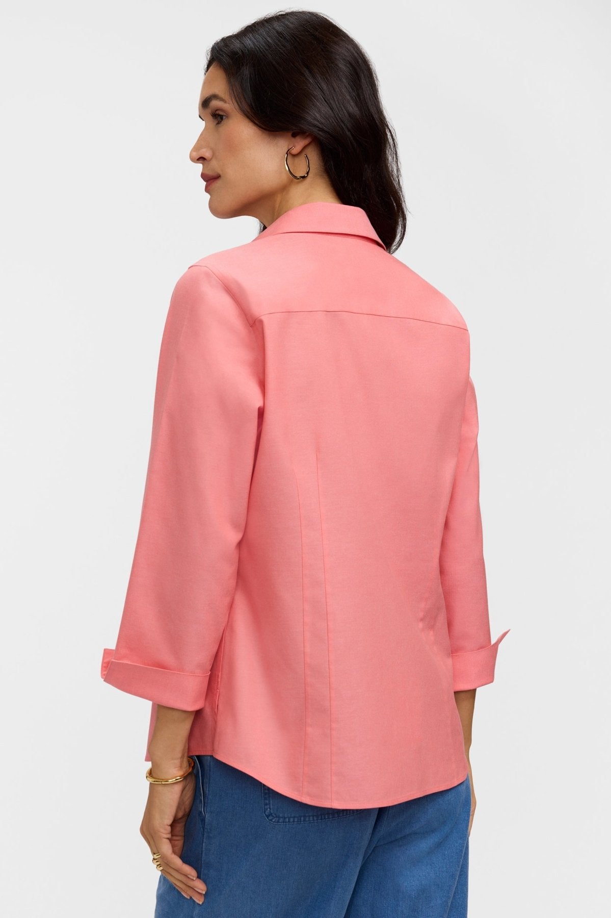 Taylor Petite No Iron Pinpoint 3/4 Sleeve Shirt
