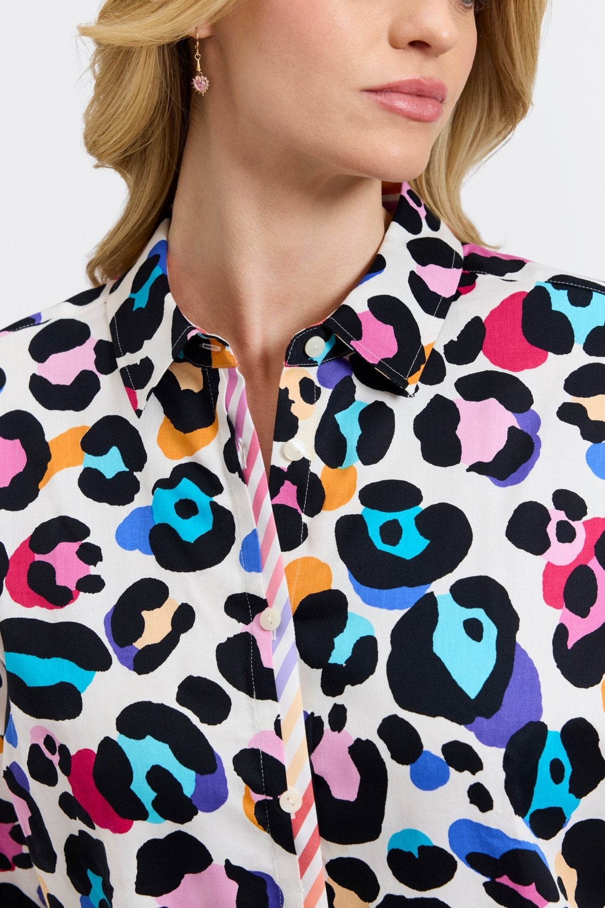 Charlie Plus Multicolor Leopard 3/4 Sleeve Shirt
