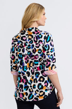 Charlie Plus Multicolor Leopard 3/4 Sleeve Shirt