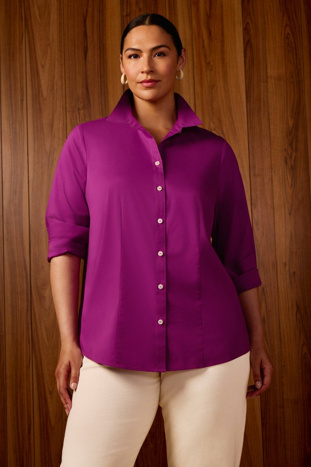 June Plus No Iron Stretch Long Sleeve Shirt