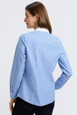 Back view of a woman wearing the Dianna No Iron Pinpoint Long Sleeve Shirt