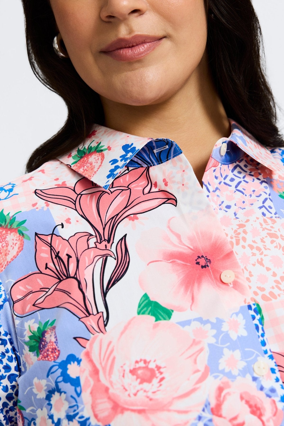 June Plus Springtime Collage 3/4 Sleeve Shirt