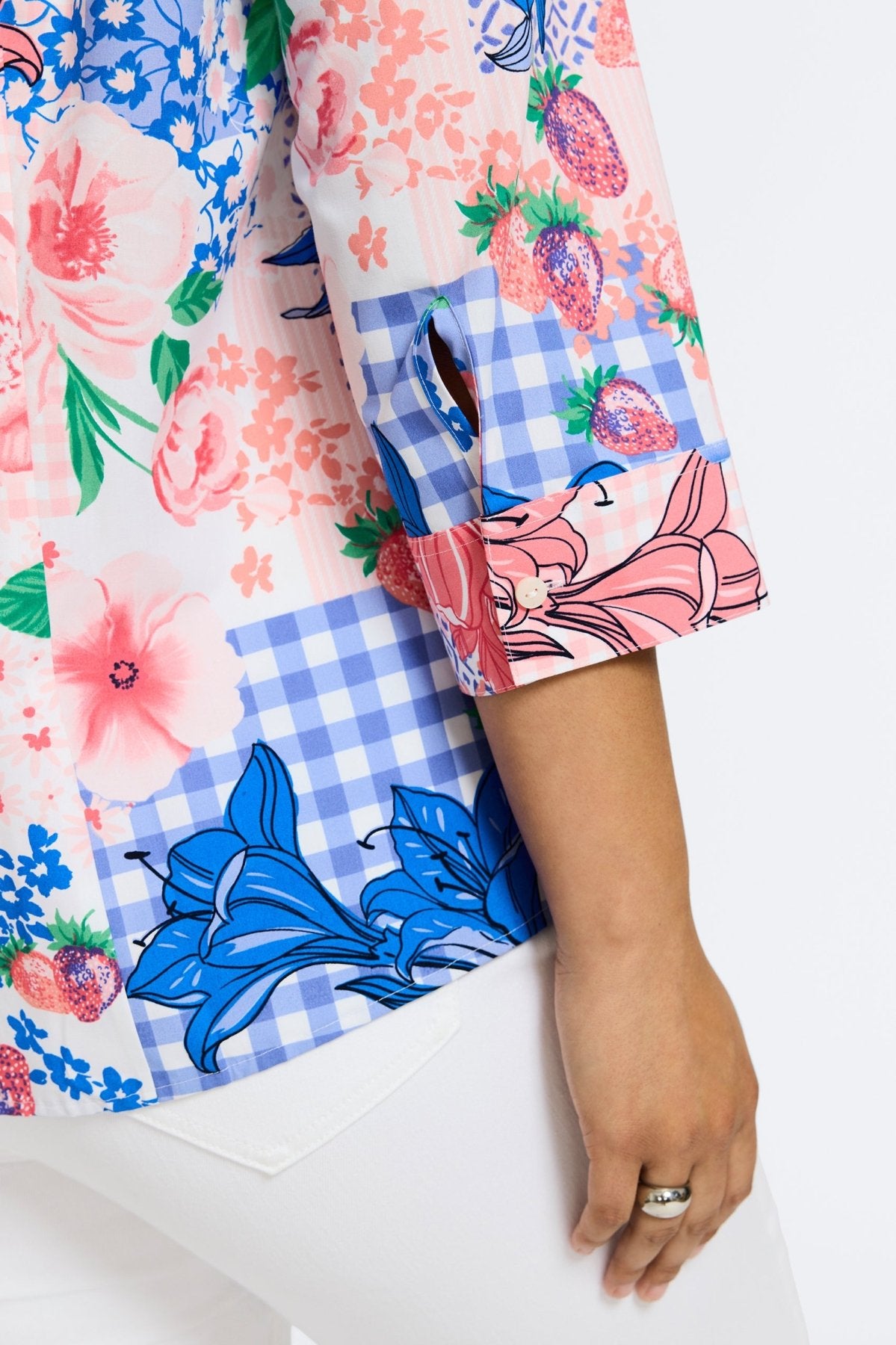 June Plus Springtime Collage 3/4 Sleeve Shirt