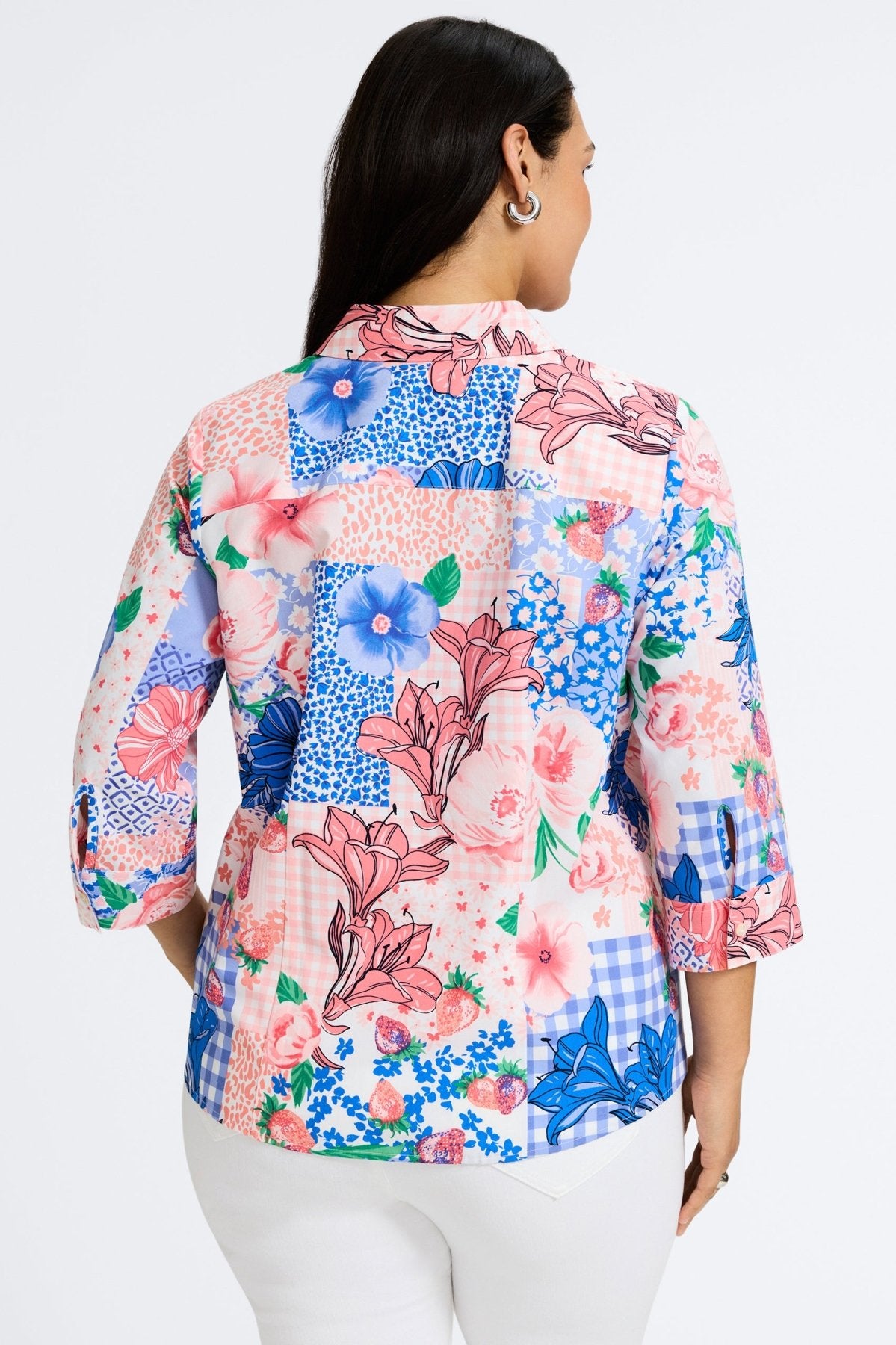 June Plus Springtime Collage 3/4 Sleeve Shirt