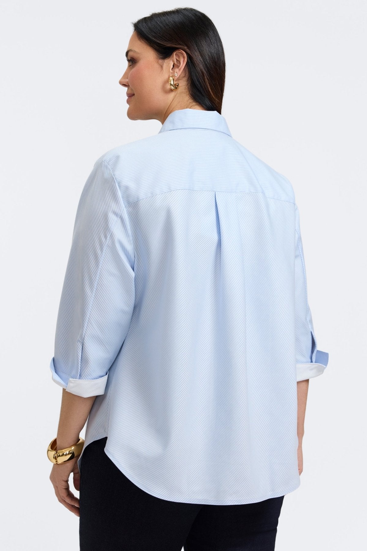 Margie Plus Dobby Stripe 3/4 Sleeve Shirt